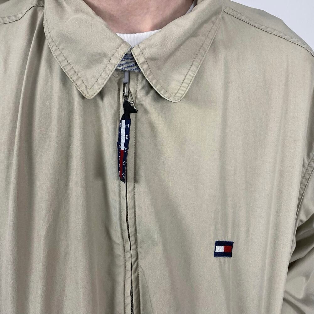 Vintage Y2K Neutral Beige Tommy Hilfiger Bomber Field Golf Jacket Sz Large - Picture 13 of 13